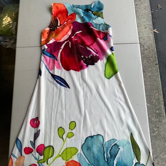 Watercolor Floral Maxi Dress Romantic Garden Party Summer Sleeveless M 53.5” - Picture 5 of 12